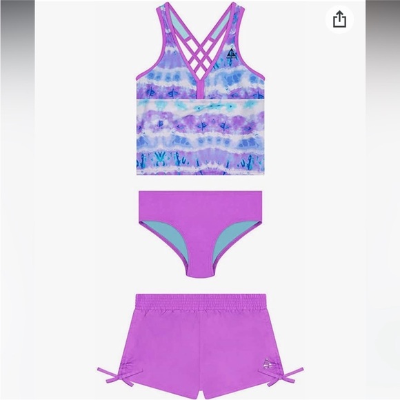 Gerry Weber Other - Gerry Girls Lavender 3-Piece Tankini & Shorts Swimsuit Set Size: Medium (10/12)